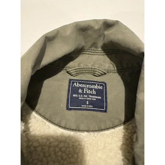 Abercrombie & Fitch A&F Womens Military Sherpa Lined OD Green Field Jacket Small - Picture 4 of 7